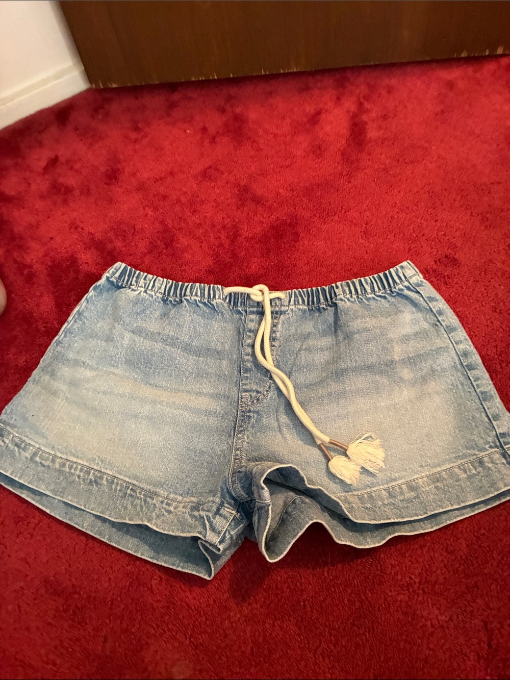 Celebrity Pink Light Blue Denim Drawstring Shorts